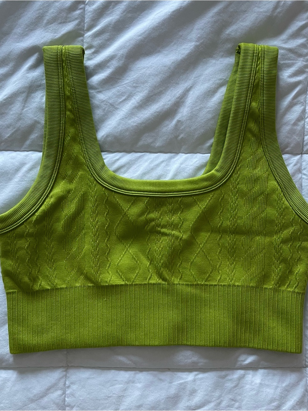 Lime Green Cable Knit JoyLab Sports Bra - Picture 1 of 4